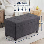 Banc de rangement ottoman capitonné en lin de 76 cm avec pieds pour chambre à coucher, entrée et salon