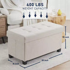 Banc de rangement ottoman capitonné en lin de 76 cm avec pieds pour chambre à coucher, entrée et salon