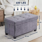 Banc de rangement ottoman capitonné en lin de 76 cm avec pieds pour chambre à coucher, entrée et salon