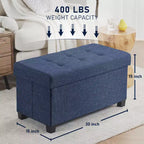 Banc de rangement ottoman capitonné en lin de 76 cm avec pieds pour chambre à coucher, entrée et salon