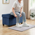 Banc de rangement ottoman capitonné en lin de 76 cm avec pieds pour chambre à coucher, entrée et salon