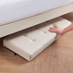 Banc de rangement ottoman capitonné en lin de 76 cm avec pieds pour chambre à coucher, entrée et salon