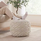 Pouf tressé en macramé de coton – 47 x 38 cm