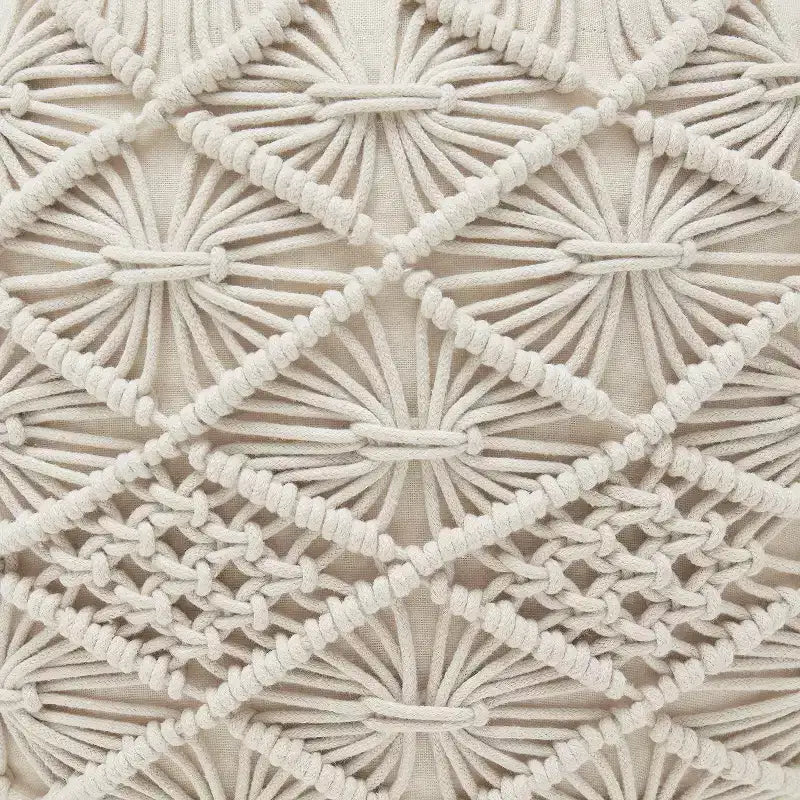Ornavo Home Cotton Macrame Braid Pouf Ottoman - 18.5 x 15