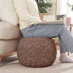 Pouf tressé en macramé de coton – 47 x 38 cm