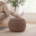 Pouf tressé en macramé de coton – 47 x 38 cm