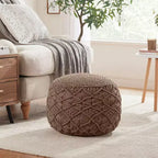 Pouf tressé en macramé de coton – 47 x 38 cm
