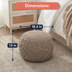Pouf tressé en macramé de coton – 47 x 38 cm
