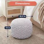 Pouf tressé en macramé de coton – 47 x 38 cm
