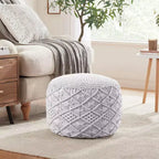 Pouf tressé en macramé de coton – 47 x 38 cm