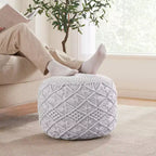 Pouf tressé en macramé de coton – 47 x 38 cm
