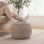 Pouf tressé en macramé de coton – 47 x 38 cm