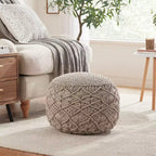 Pouf tressé en macramé de coton – 47 x 38 cm