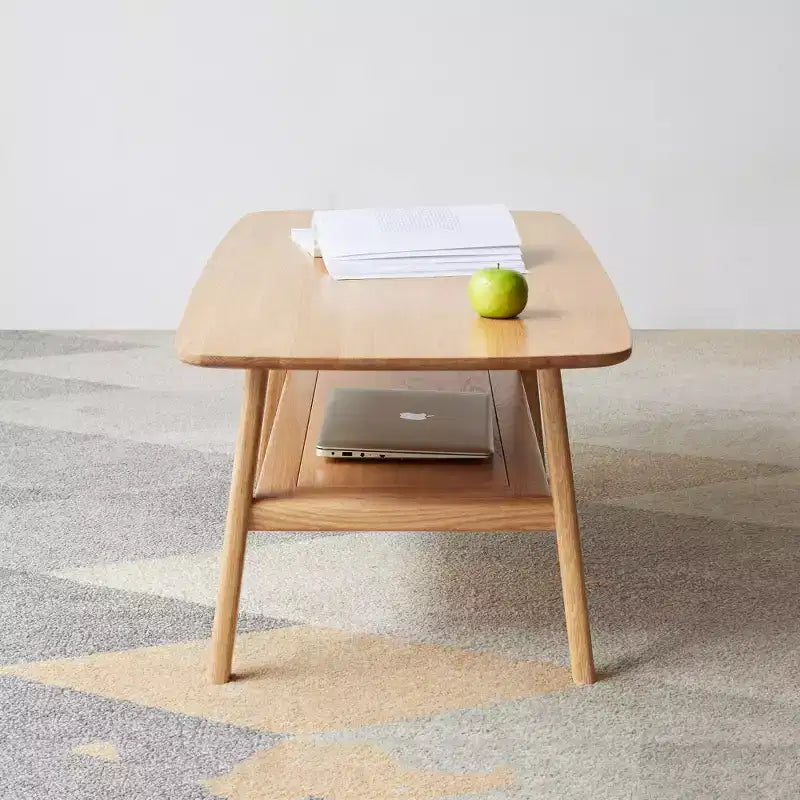 Chic Crate - 100% Solid Wood Coffee Table with Natural Flavor, Easy Assembly, and Storage Shelf - Multifunctional Writing Desk