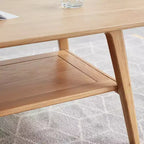 Table basse 100 % bois massif au caractère naturel, montage facile et étagère de rangement – Bureau multifonctionnel