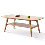 Table basse 100 % bois massif au caractère naturel, montage facile et étagère de rangement – Bureau multifonctionnel