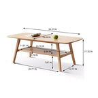 Table basse 100 % bois massif au caractère naturel, montage facile et étagère de rangement – Bureau multifonctionnel