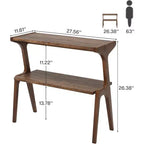 Table d'appoint à 2 niveaux, table d'appoint de canapé mince avec étagère de rangement, marron rustique
