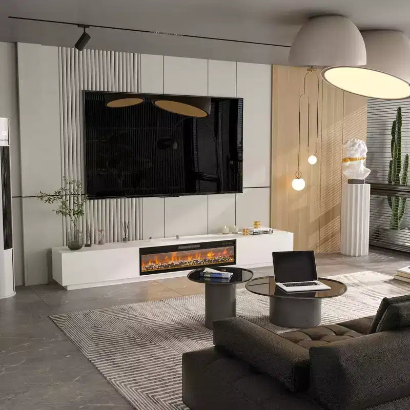 Modern Minimalist TV Stand Entertainment Center Media Console with Drawers and Open Shelving