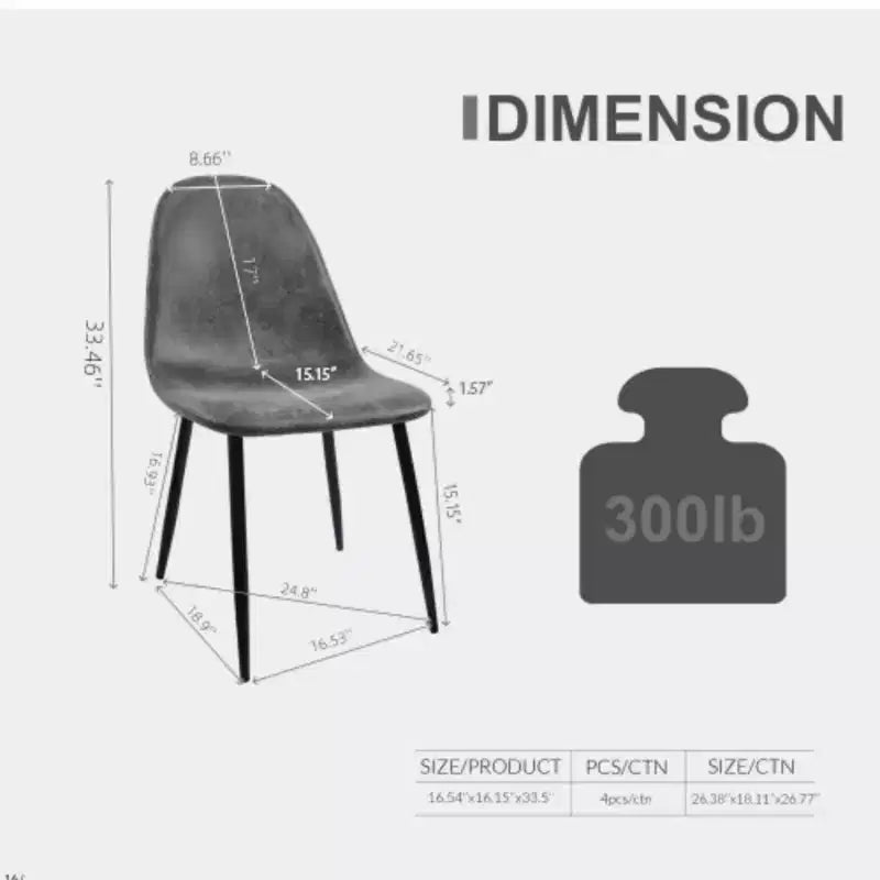 4-Pack Modern Suede Upholstered Spoon-Shape Dining Chairs for Kitchen/Dining Room