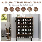 Grand meuble à chaussures avec 2 portes, meuble de rangement de chaussures d'entrée à 6 niveaux avec étagères réglables, organisateur de chaussures autoportant