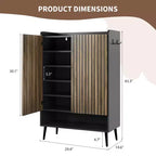 Grand meuble à chaussures avec 2 portes, meuble de rangement de chaussures d'entrée à 6 niveaux avec étagères réglables, organisateur de chaussures autoportant