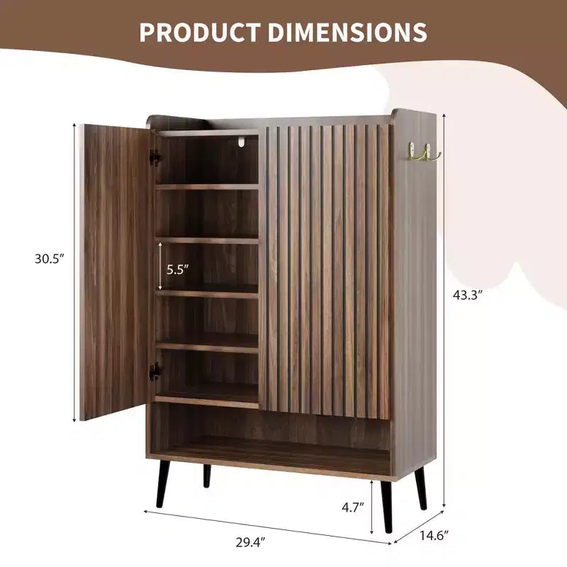 Large Shoe Cabinet with 2 Doors, 6-Tier Entryway Shoe Storage Cabinet with Adjustable Shelves, Freestanding Shoes Rack Organizer