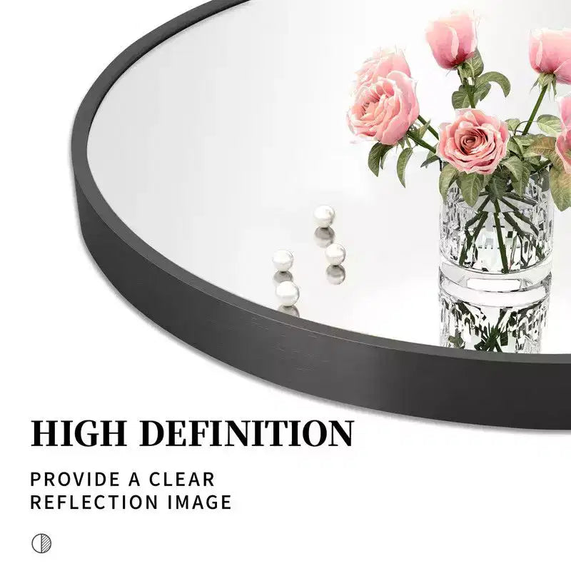 31 in. W x 71 in. H Full Length Arched Free Standing Body Mirror Metal Framed Wall Mirror Large Floor Mirror in Black