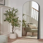 Miroir sur pied arqué pleine longueur 31 po l. x 71 po H, cadre en métal, grand miroir mural ou de sol noir