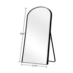 Miroir sur pied arqué pleine longueur 31 po l. x 71 po H, cadre en métal, grand miroir mural ou de sol noir