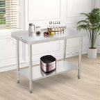 48X24X35 NSF Stainless Steel Worktable | Double-Layer with Straight Edge