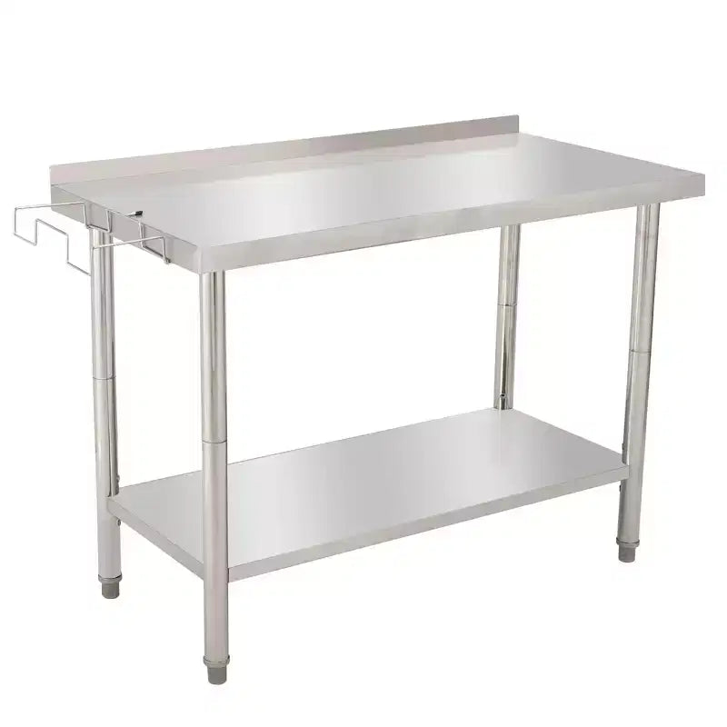 48X24X35 NSF Stainless Steel Worktable | Double-Layer with Straight Edge