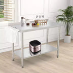 Table de travail NSF en acier inoxydable | Double épaisseur avec bord droit