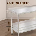 Table de travail NSF en acier inoxydable | Double épaisseur avec bord droit