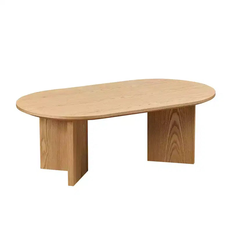 Okak 39L Modern Oval Coffee Table, Small Center Table with Sturdy Pedestal Base, Space-Saving Apartment Size for Living Room & Bedroom