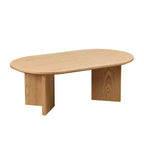 Table basse ovale moderne 39L, petite table d'appoint avec base piédestal robuste, taille compacte pour appartement, salon et chambre à coucher