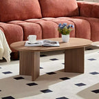 Table basse ovale moderne 39L, petite table d'appoint avec base piédestal robuste, taille compacte pour appartement, salon et chambre à coucher