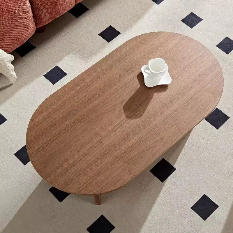 Okak 39L Modern Oval Coffee Table, Small Center Table with Sturdy Pedestal Base, Space-Saving Apartment Size for Living Room & Bedroom