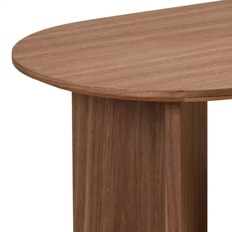Okak 39L Modern Oval Coffee Table, Small Center Table with Sturdy Pedestal Base, Space-Saving Apartment Size for Living Room & Bedroom