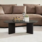 Table basse ovale moderne 39L, petite table d'appoint avec base piédestal robuste, taille compacte pour appartement, salon et chambre à coucher