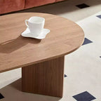 Table basse ovale moderne 39L, petite table d'appoint avec base piédestal robuste, taille compacte pour appartement, salon et chambre à coucher