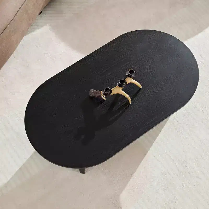 Okak 39L Modern Oval Coffee Table, Small Center Table with Sturdy Pedestal Base, Space-Saving Apartment Size for Living Room & Bedroom