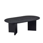 Table basse ovale moderne 39L, petite table d'appoint avec base piédestal robuste, taille compacte pour appartement, salon et chambre à coucher
