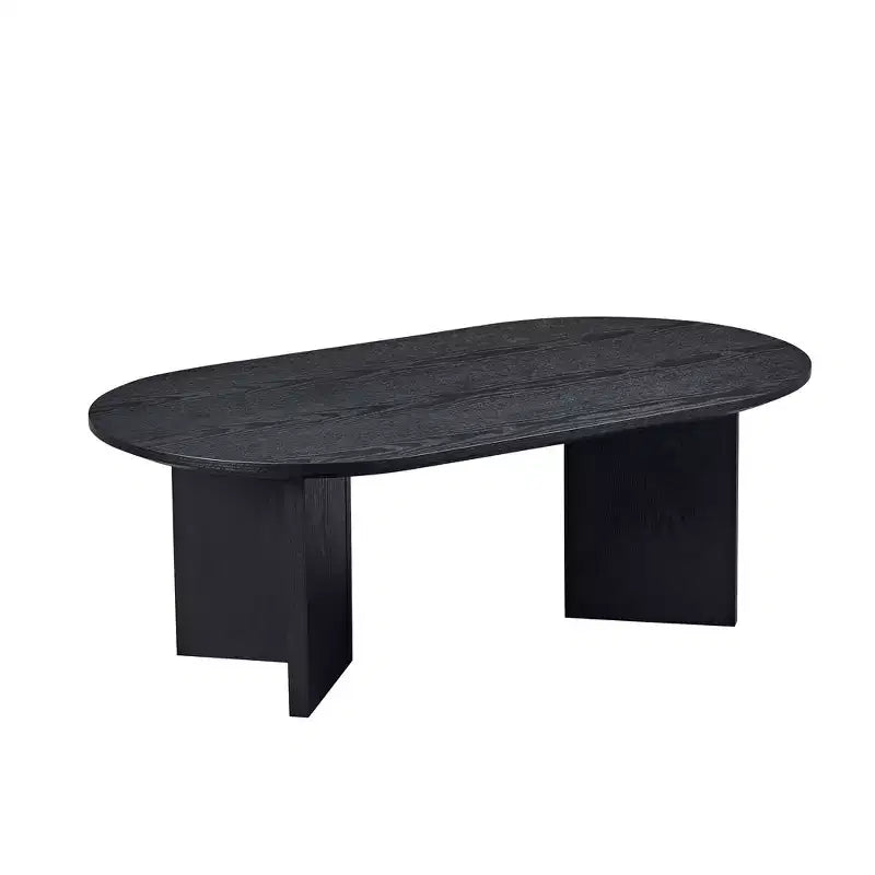 Okak 39L Modern Oval Coffee Table, Small Center Table with Sturdy Pedestal Base, Space-Saving Apartment Size for Living Room & Bedroom