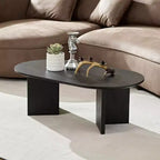 Table basse ovale moderne 39L, petite table d'appoint avec base piédestal robuste, taille compacte pour appartement, salon et chambre à coucher