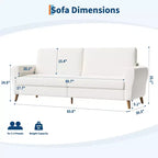 84 Sofa Couch, Large Loveseat Sofa with Streamlined Armrests & Wood Feet, Modern Boucle Sofa, White