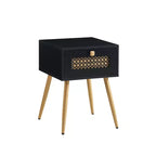 Table d'appoint de ferme avec tiroir, dessus étanche et design incurvé