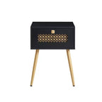 Table d'appoint de ferme avec tiroir, dessus étanche et design incurvé
