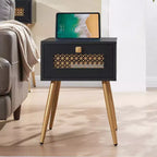 Table d'appoint de ferme avec tiroir, dessus étanche et design incurvé