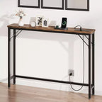 Table console étroite, Table derrière le canapé pour salon, Table de canapé mince avec métal et MDF, Table de couloir industrielle pour entrée, foyer